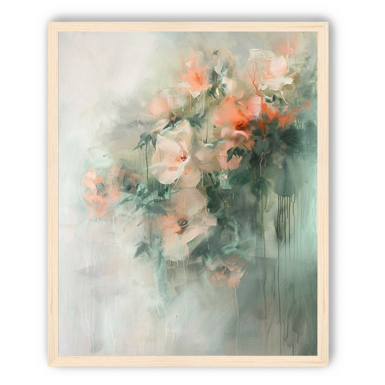 Pale flowers within the mist