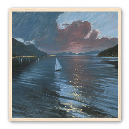 A sailboat beneath storm clouds