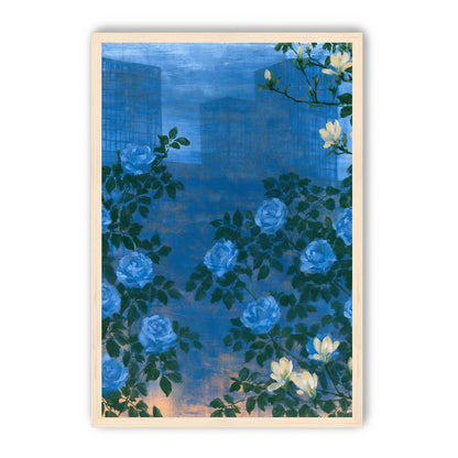 Roses against the blue towers