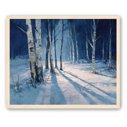 Snow Shadows Between Trunks