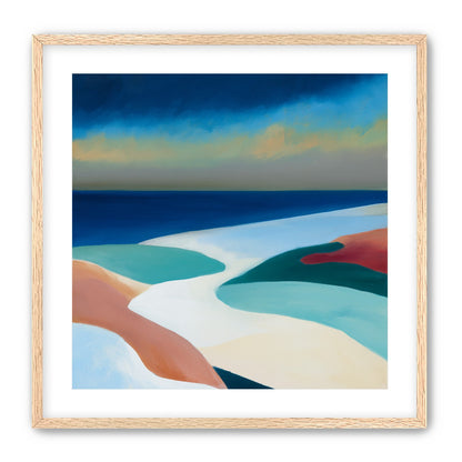 Sandbars under a heavy blue sky