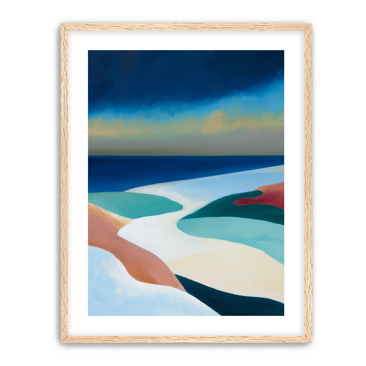 Sandbars under a heavy blue sky