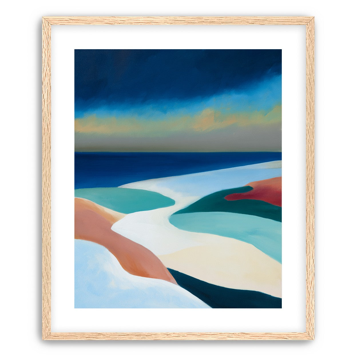Sandbars under a heavy blue sky