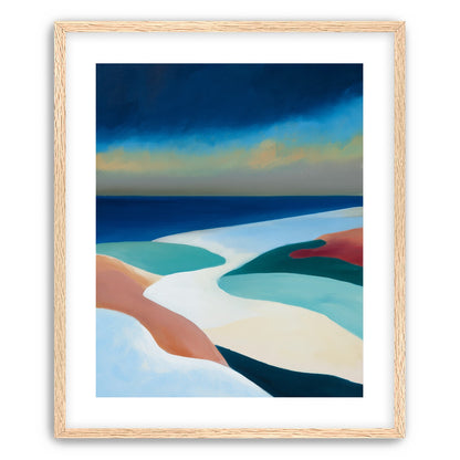 Sandbars under a heavy blue sky