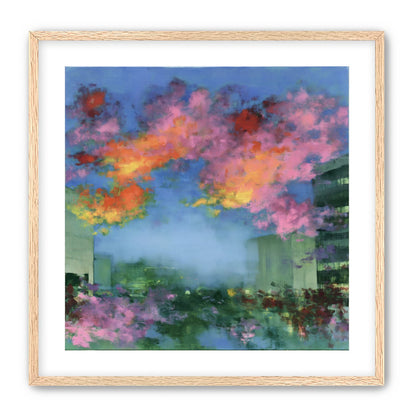 Neon clouds over rooftops