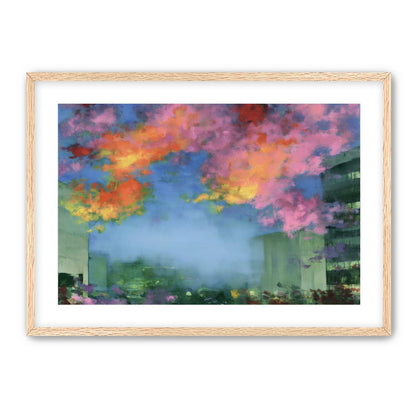 Neon clouds over rooftops
