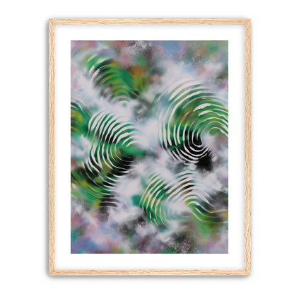 White haze over green spirals