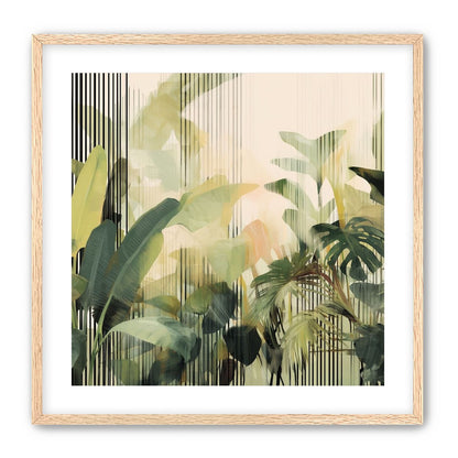 Green leaves in striped light
