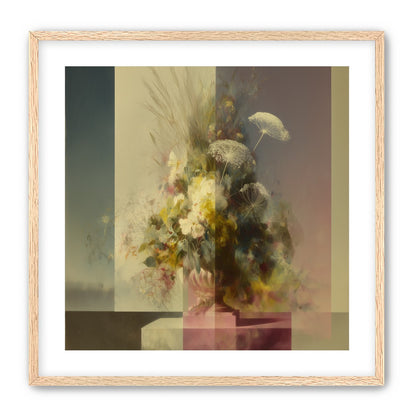 Vase of flowers within panes