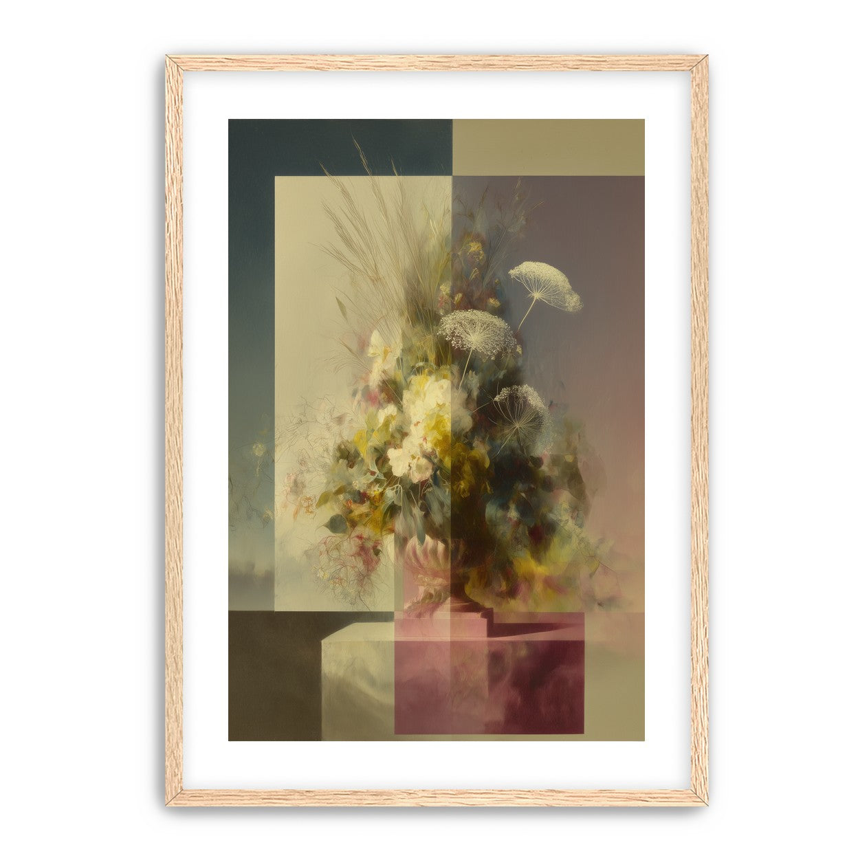 Vase of flowers within panes