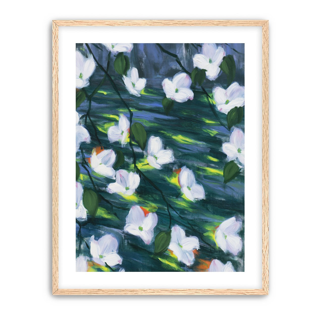 White blossoms on dark water