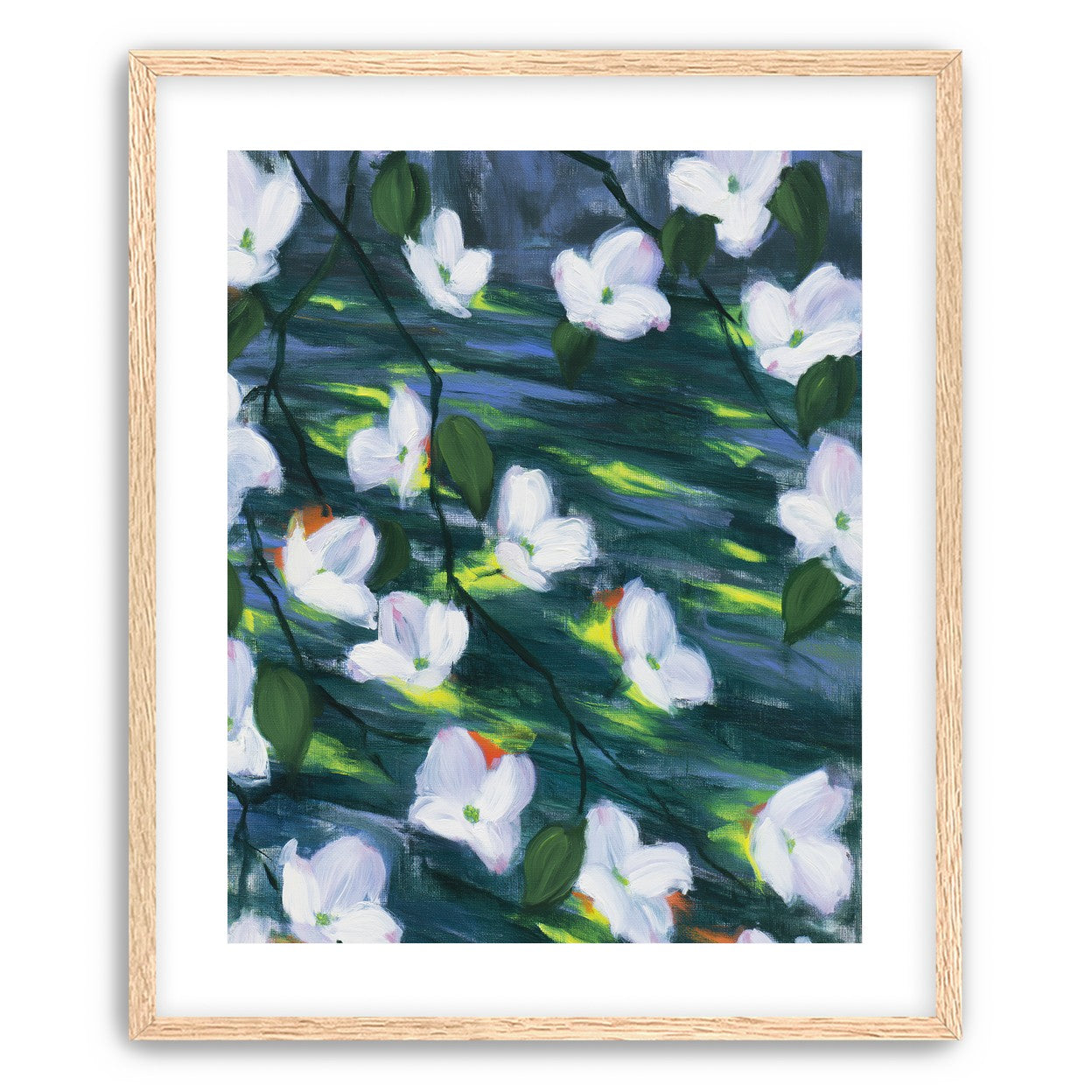 White blossoms on dark water