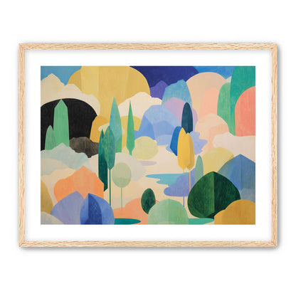 Ponds among pastel hills