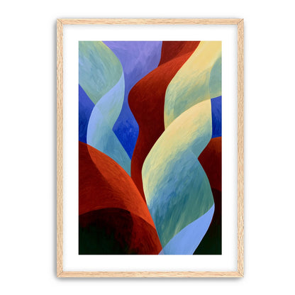 Red slips through cool blues