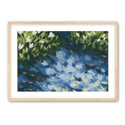 Water lilies over passing fish