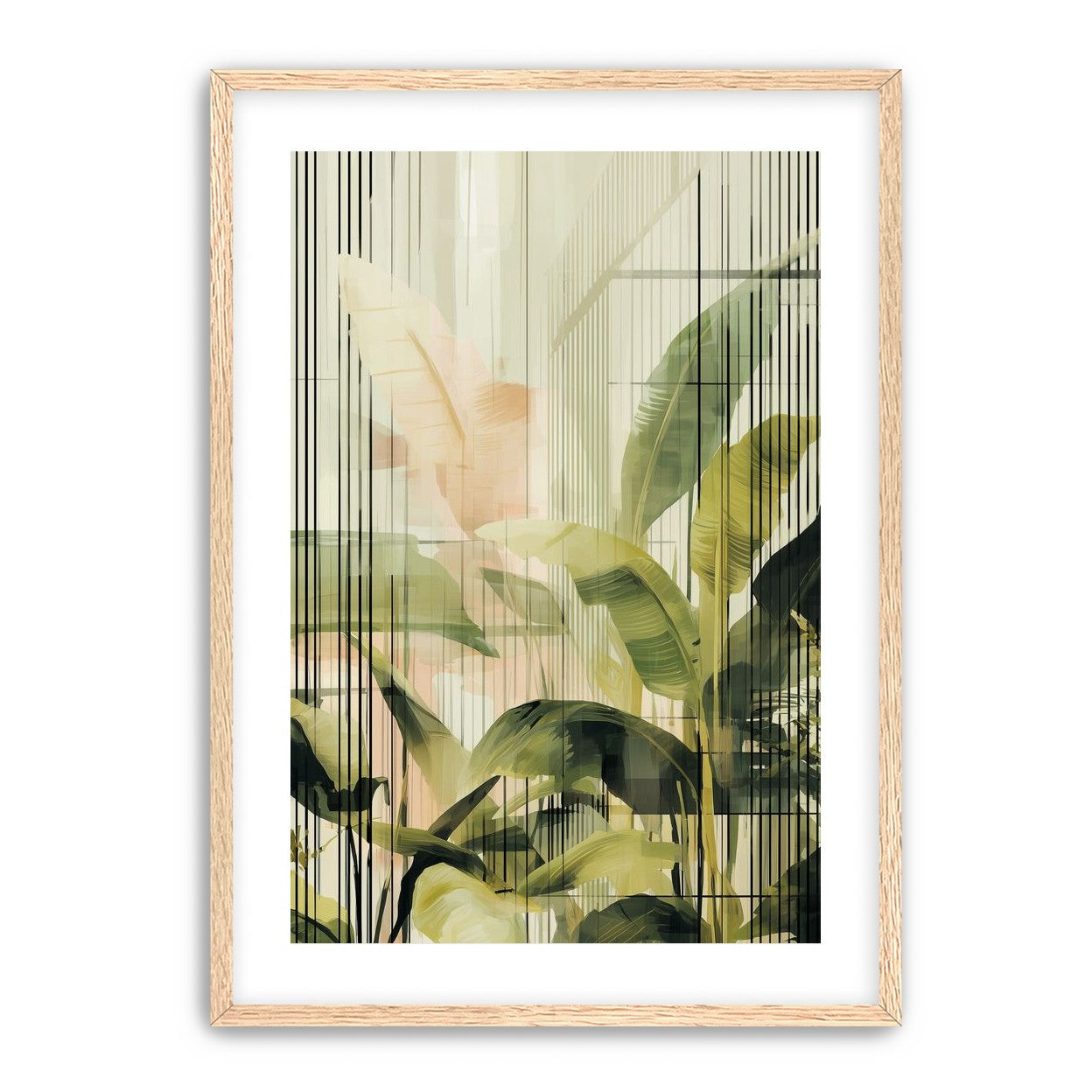 Green leaves in peach light