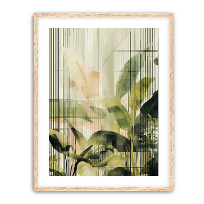 Green leaves in peach light