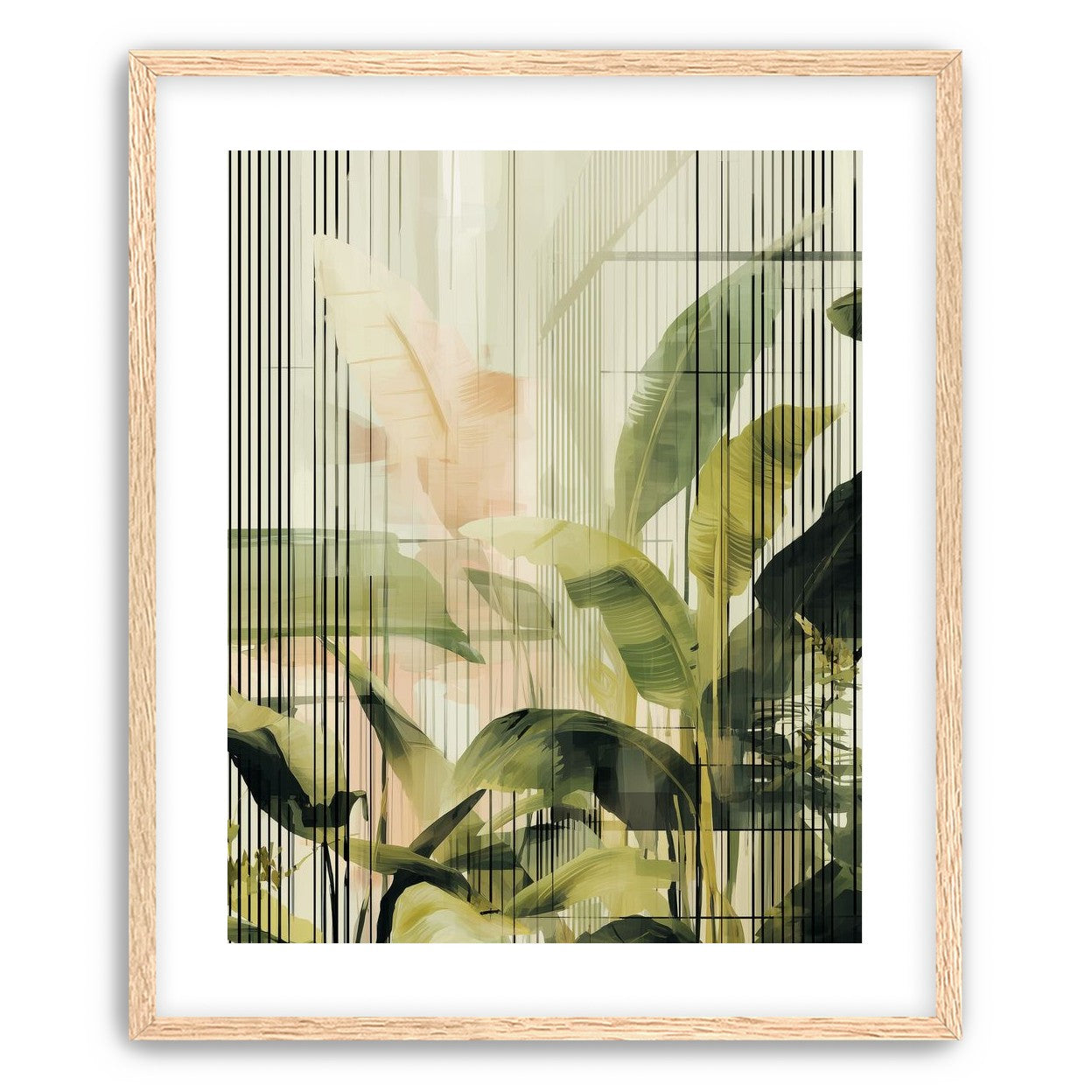 Green leaves in peach light