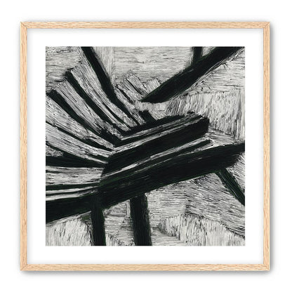 Black cuts through white grain