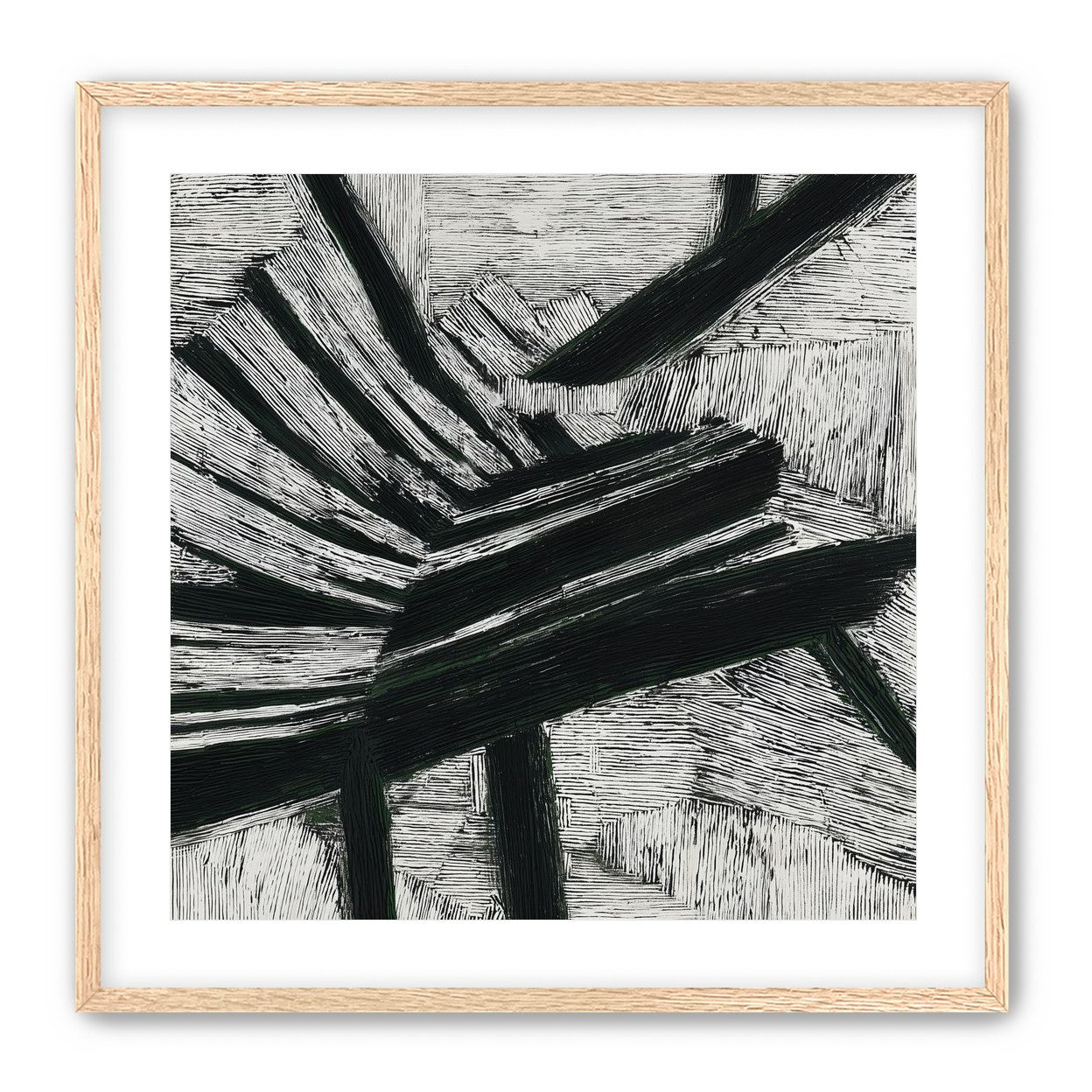 Black cuts through white grain