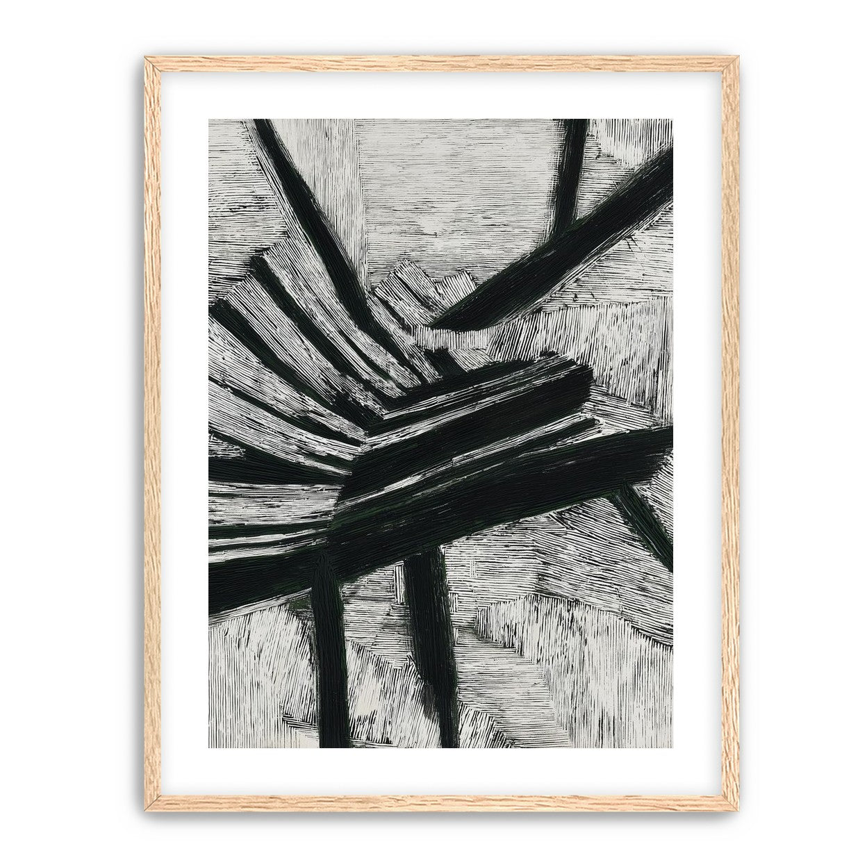 Black cuts through white grain