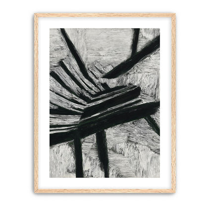 Black cuts through white grain