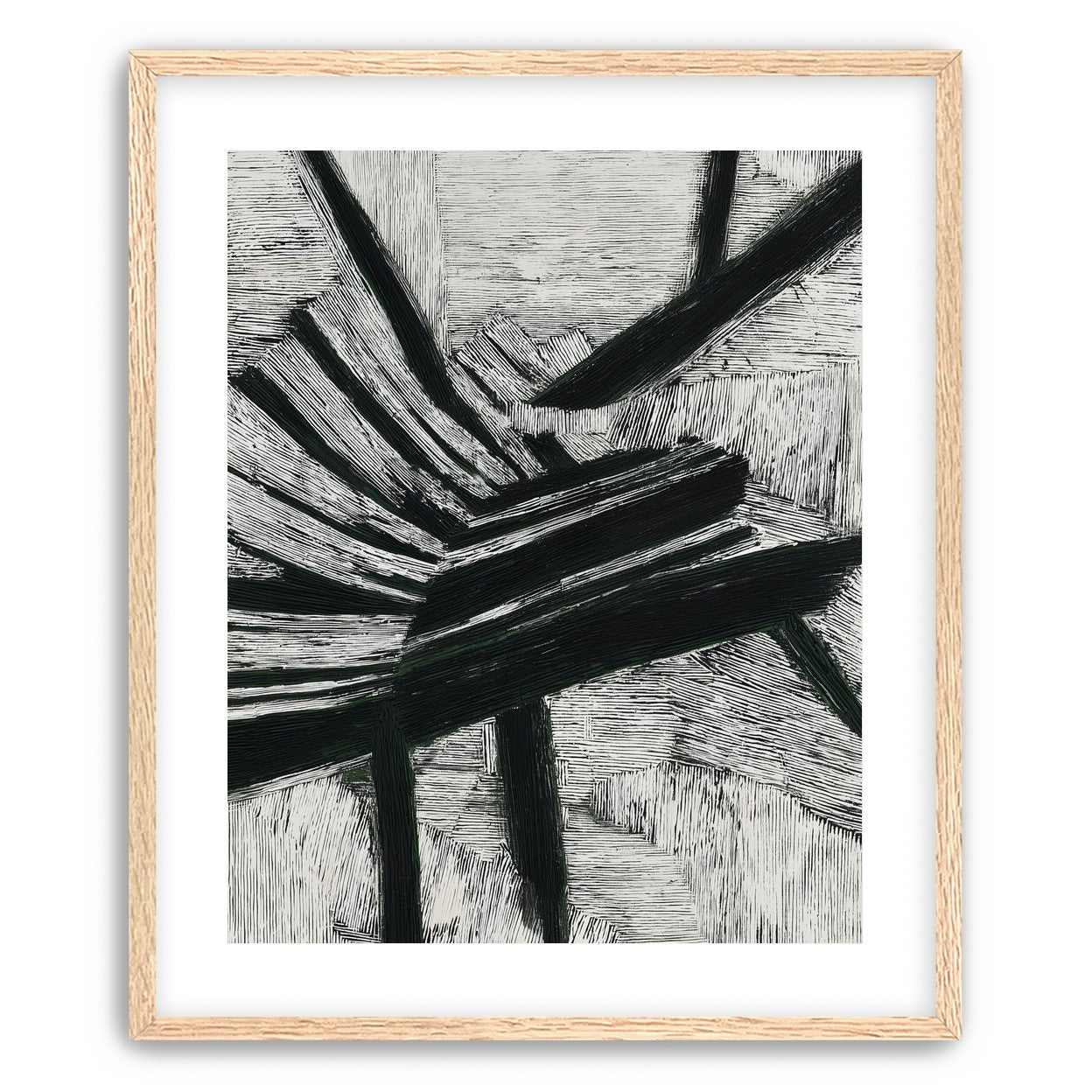 Black cuts through white grain