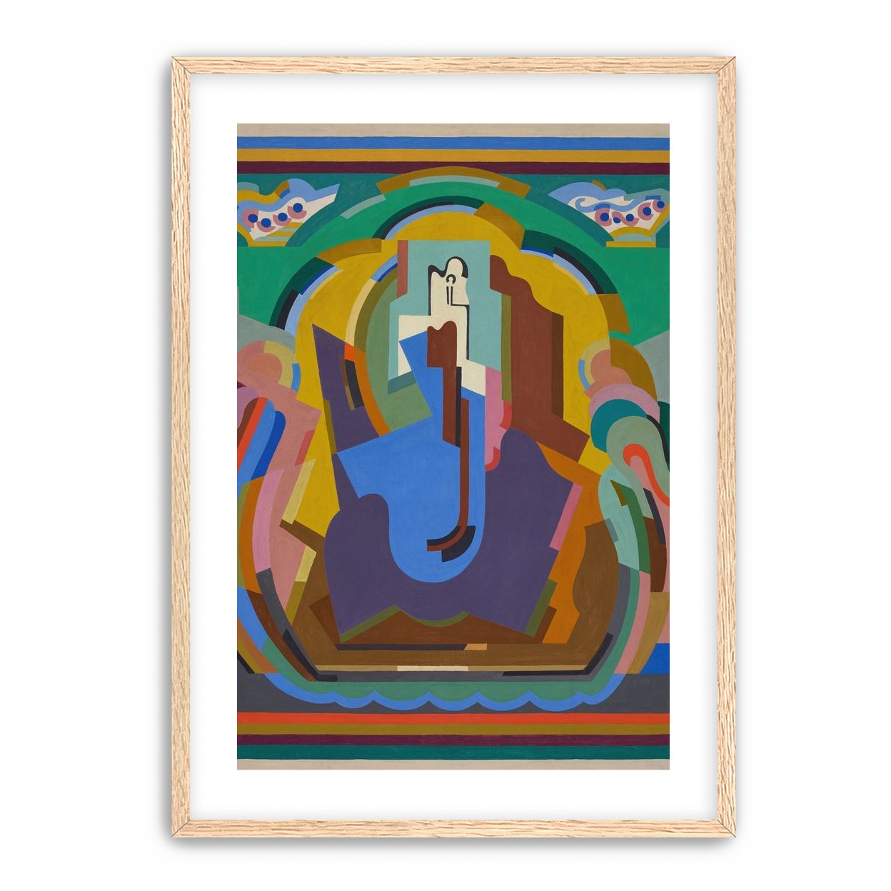 A figure under painted arches