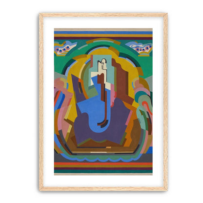 A figure under painted arches