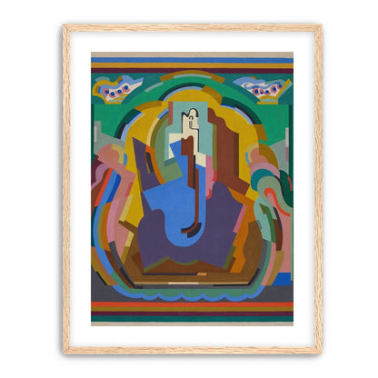 A figure under painted arches