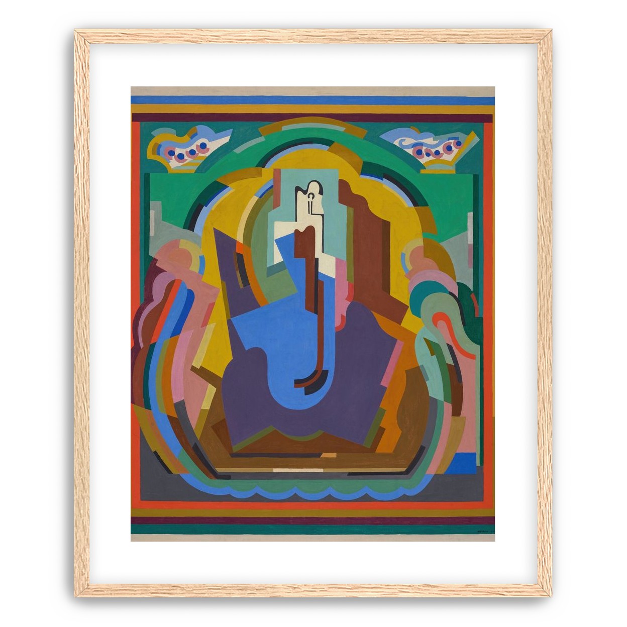 A figure under painted arches