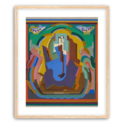 A figure under painted arches