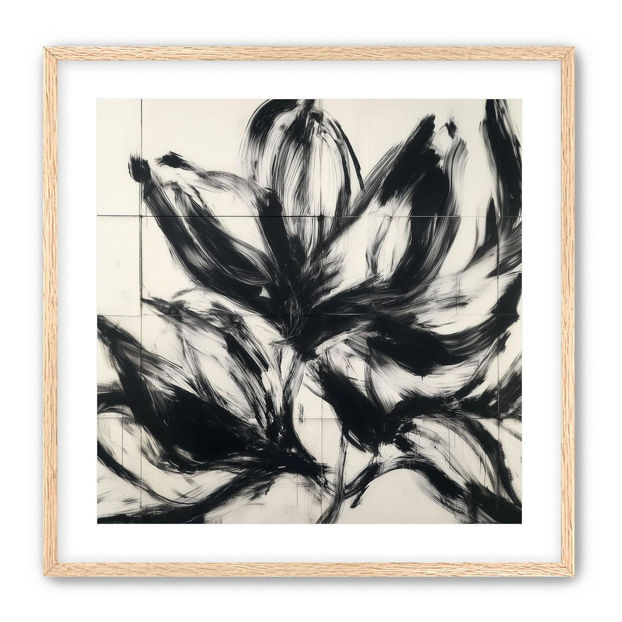 Black petals on pale grid