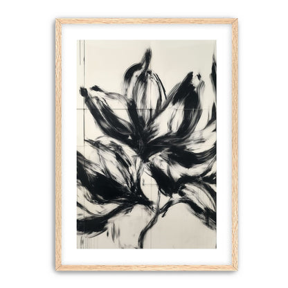 Black petals on pale grid