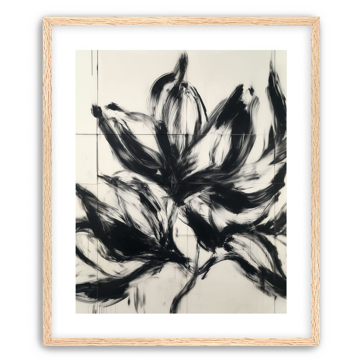 Black petals on pale grid
