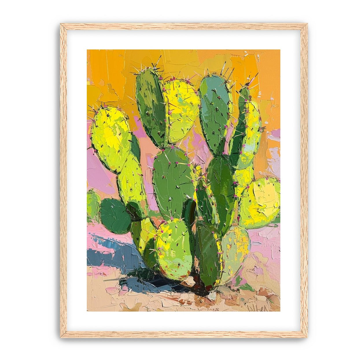 Thick paint on cactus pads