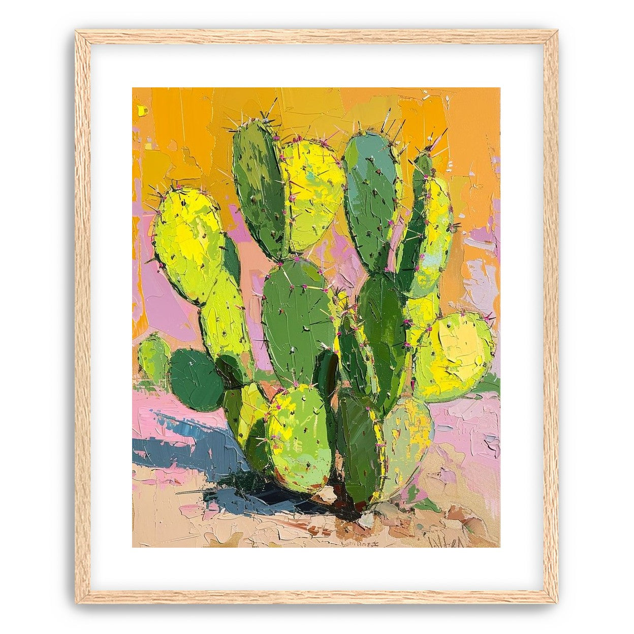 Thick paint on cactus pads