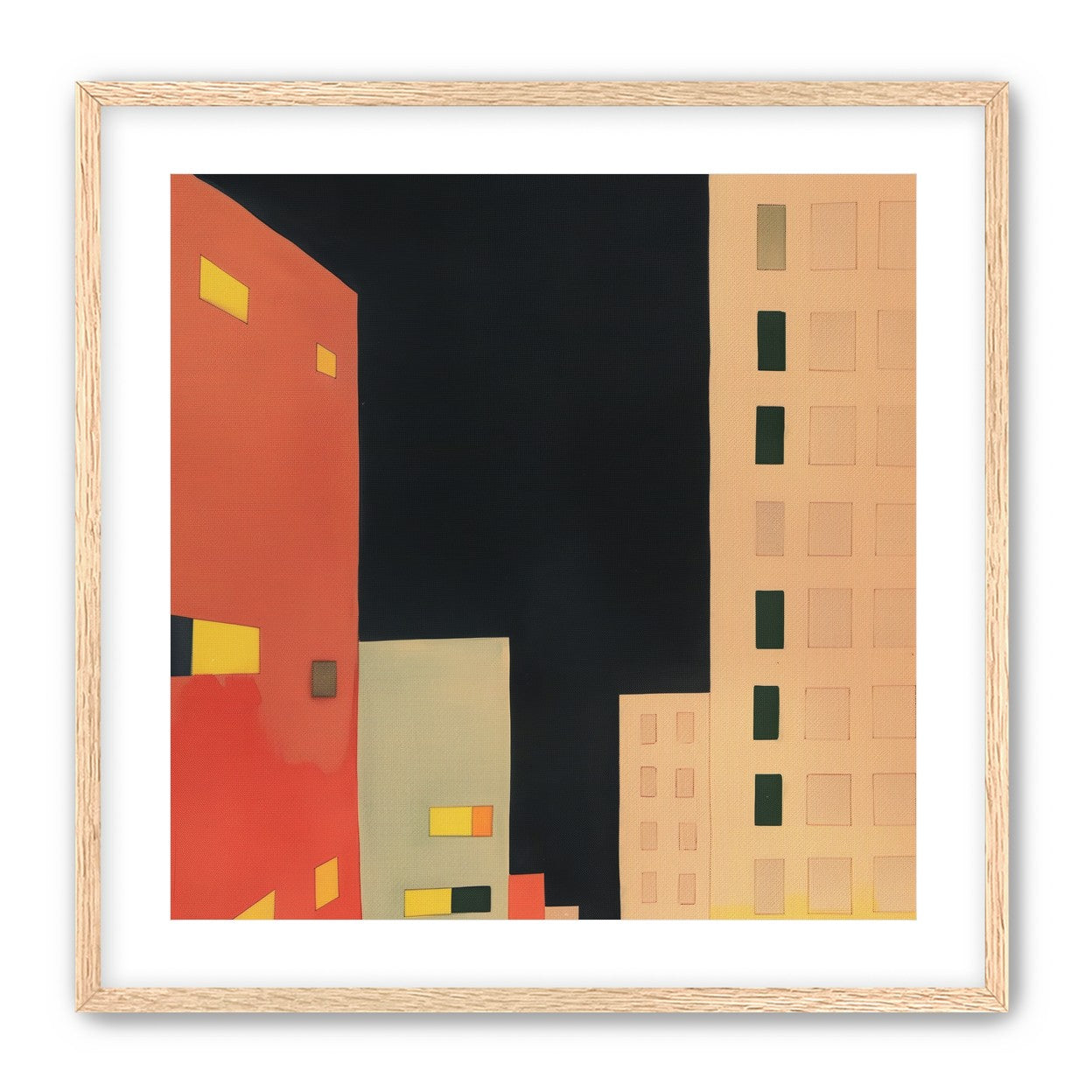 Lit windows in black sky