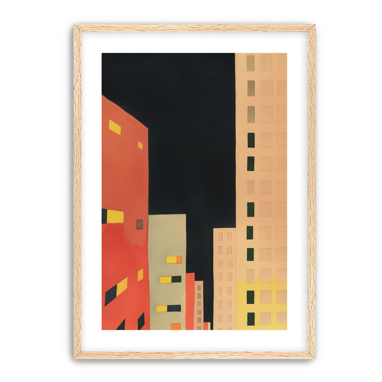 Lit windows in black sky