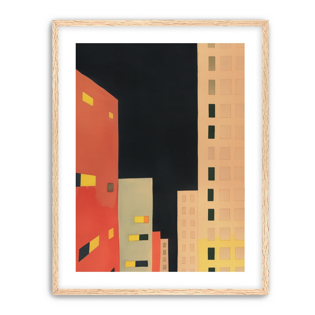 Lit windows in black sky