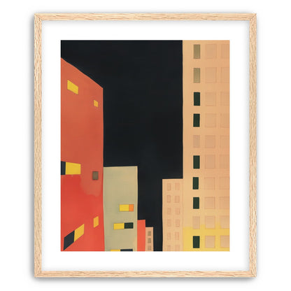 Lit windows in black sky