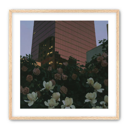 Pink tower above magnolias