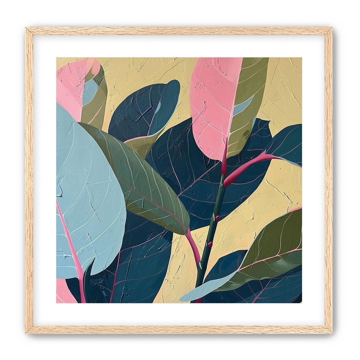 Leaves on cracked plaster