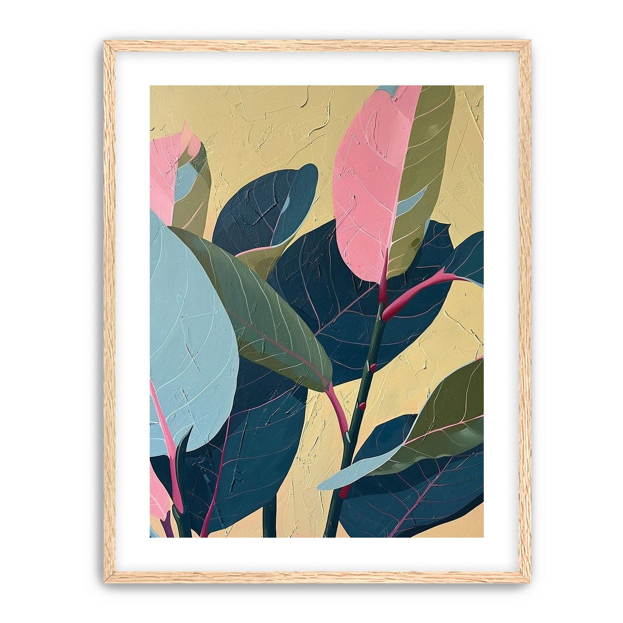 Leaves on cracked plaster