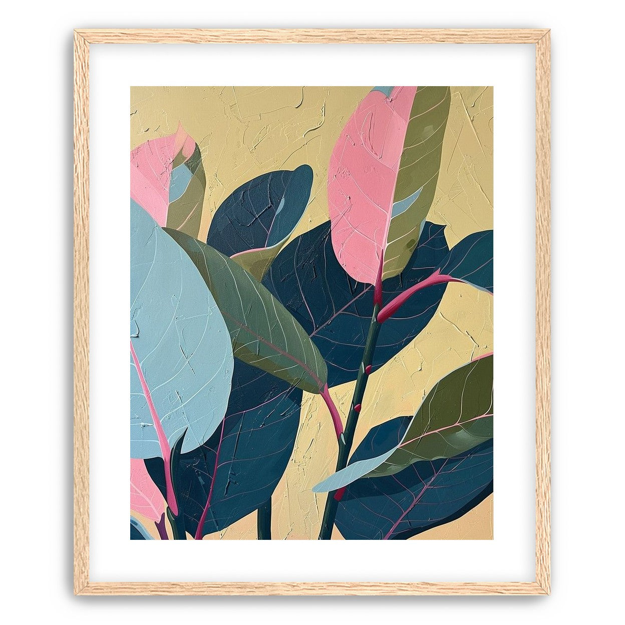 Leaves on cracked plaster