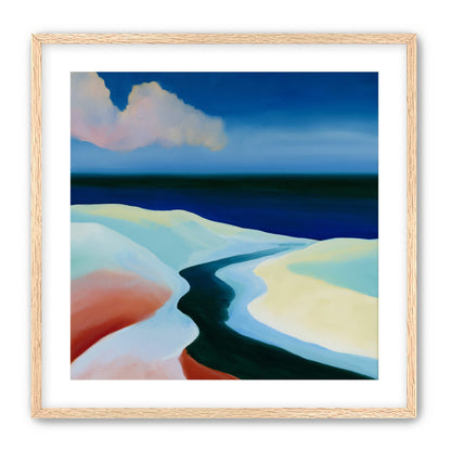 Deep blue over pale dunes