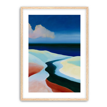Deep blue over pale dunes