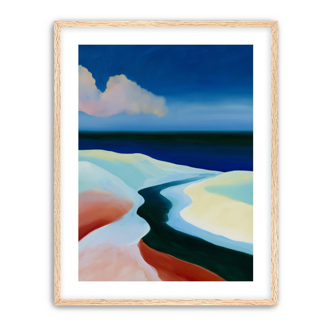 Deep blue over pale dunes