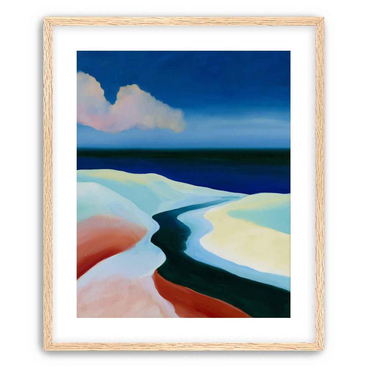 Deep blue over pale dunes