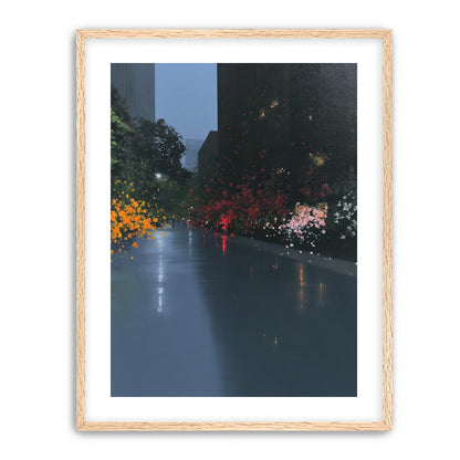 Rainlight on the flowered street